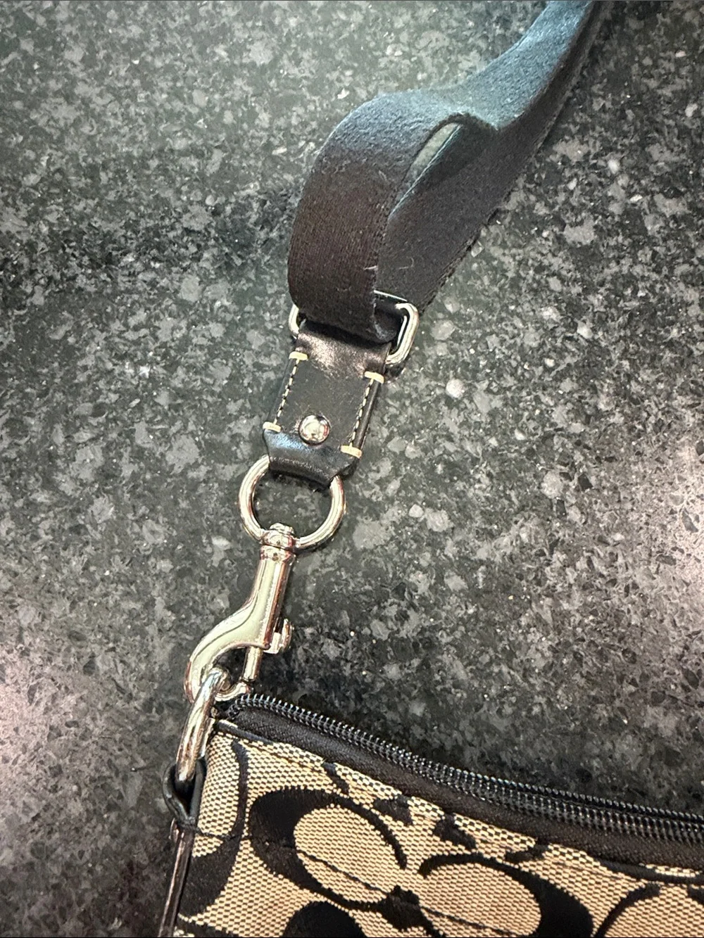 Coach Black and Tan Logo Crossbody with Front Turn-Lock Pocket